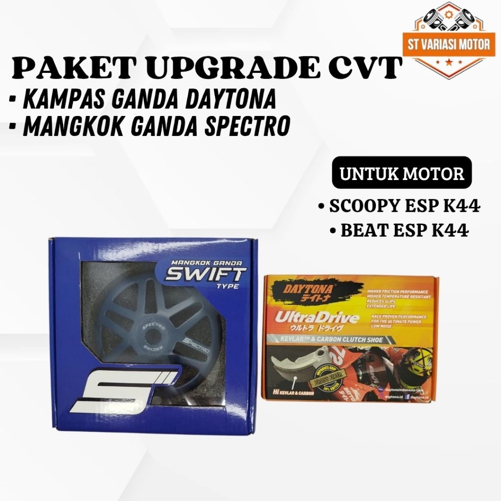 Set Mangkok Ganda Spectro Kampas Ganda Daytona Paket CVT Beat ESP K44 Scoopy ESP