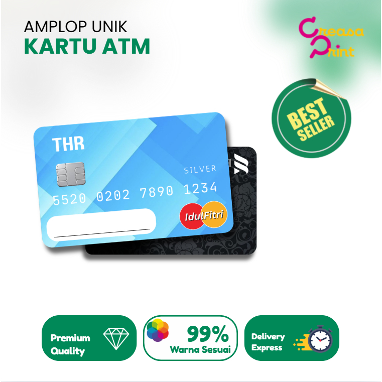 Creasa Print - Amplop Lebaran Motif Kartu ATM | Amplop Lucu Lebaran | Amplop Bentuk Kartu ATM | Ampl