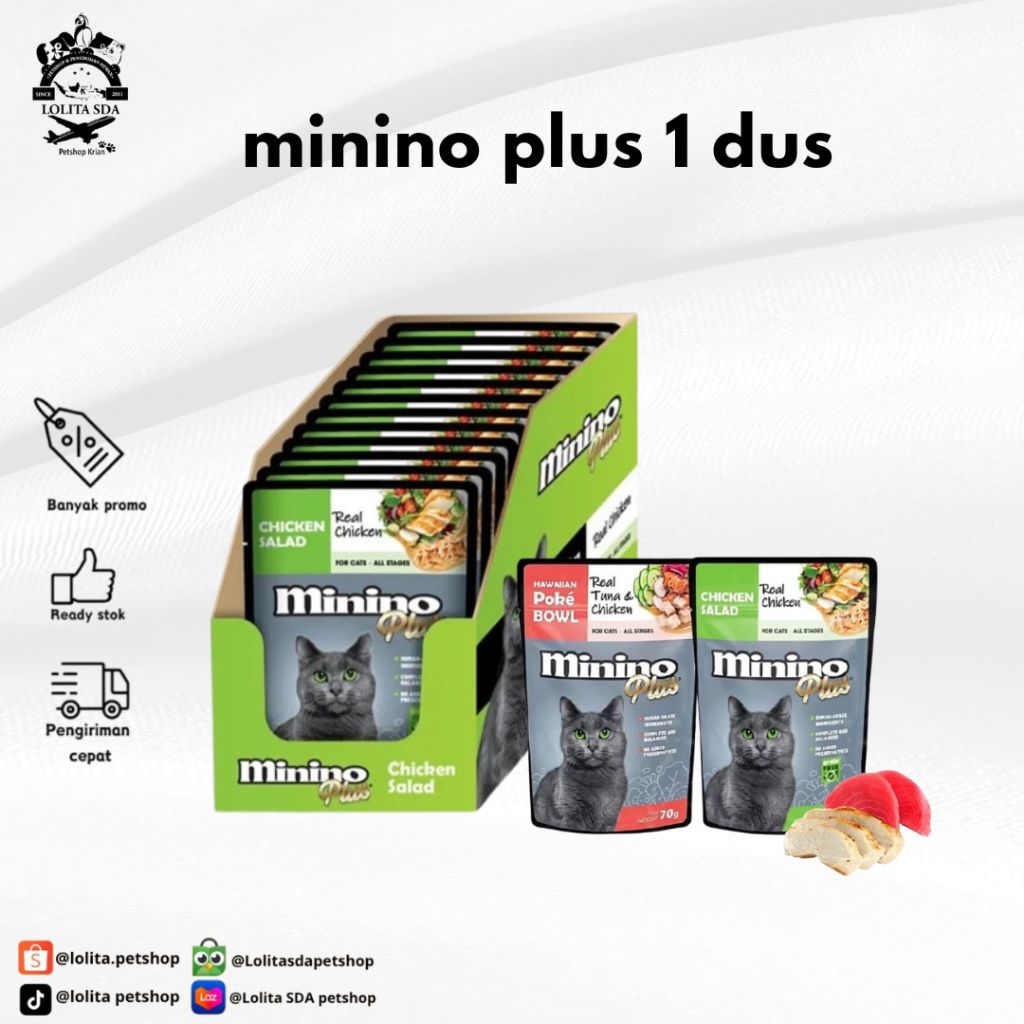 makanan kucing minino / minino sachet 1 dus