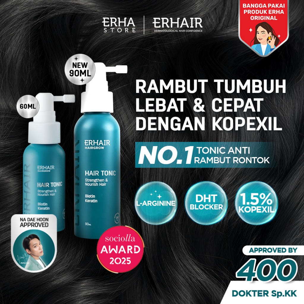 ERHAIR HairGrow Tonic with Kopexil - Tonic Keratin & Biotin Rambut Mengurangi Rontok Alternatif Mino