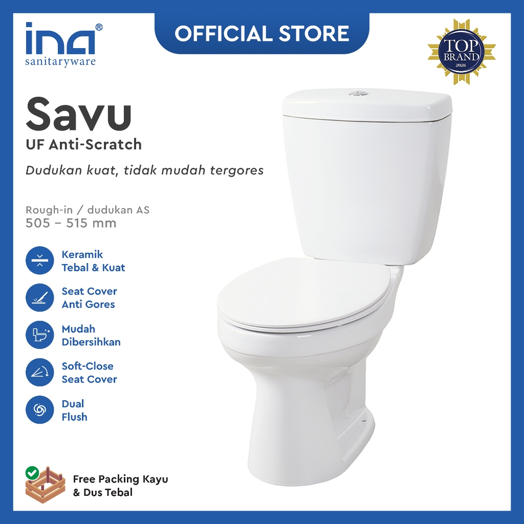 INA Closet SAVU + Seat Cover UF Anti-scratch *FREE JET SHOWER | C20/T20 | Closet Duduk - Kloset - Kl