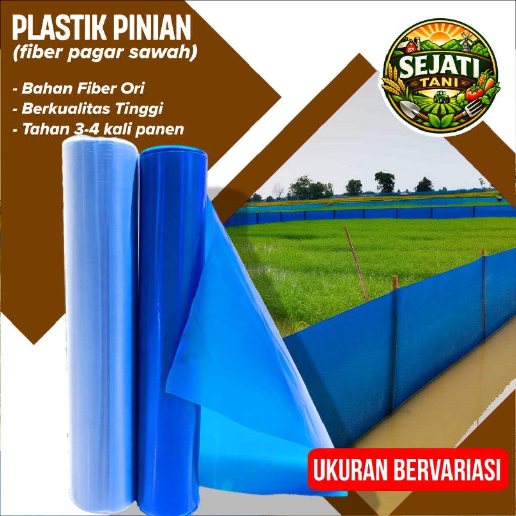 Plastik Pinian Biru Tebal 220 Mikron Anti Hama Tikus/Plastik Fiber Pagar Sawah Ukuran Bervariasi Cap