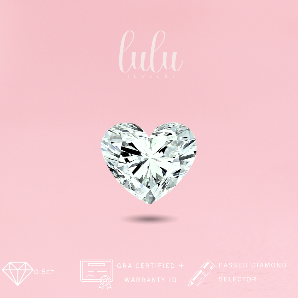 Lulu Moissanite Jewelry Heart Shape Gemstone 0.5CT/1CT/2CT/3CT Sertifikat GRA