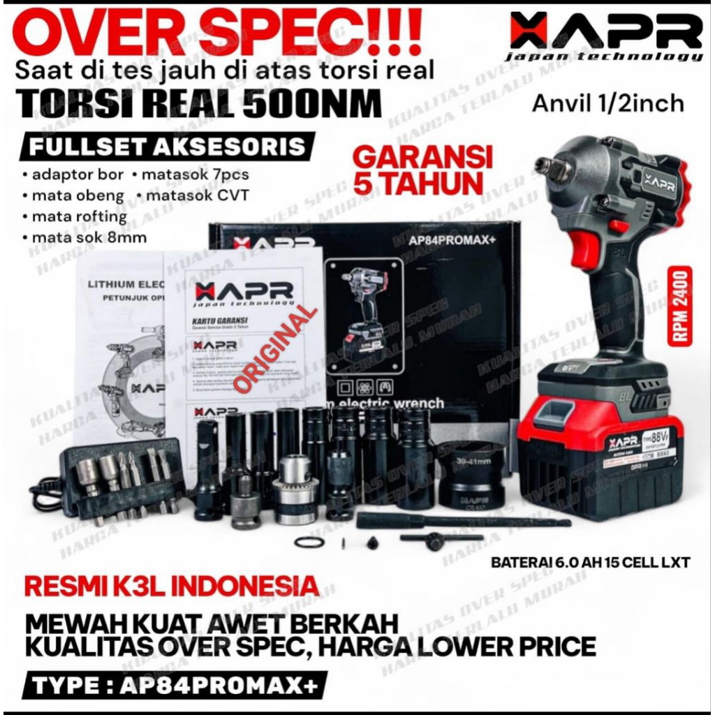 APR AP84PROMAX+ PAKET CVT 500NM BOR IMPACT WRENCH CORDLESS