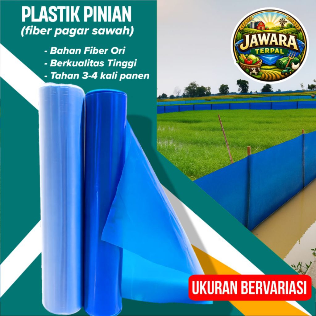 Plastik Pinian Biru Tebal 220 Mikron Anti Hama Tikus/Plastik Fiber Pagar Sawah Ukuran Bervariasi Cap