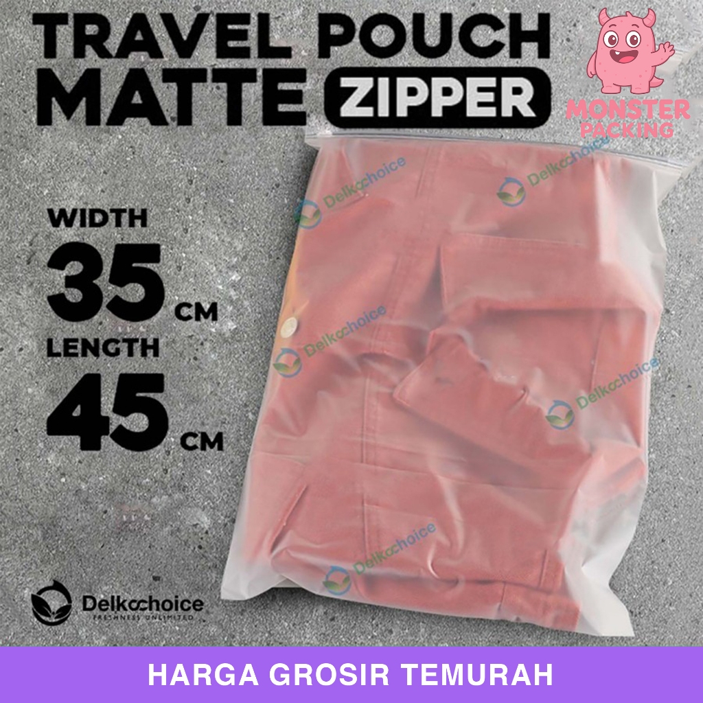 Travel Pouch Organizer Matte Polos 35x45 Travel Bag Zipper Serbaguna