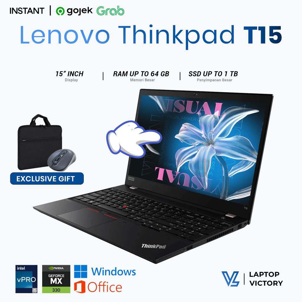 Lenovo Thinkpad T15 Core i7 Gen 10 Touchscreen | Dual VGA Nvidia MX330 - Bonus Mouse Wireless & Tas