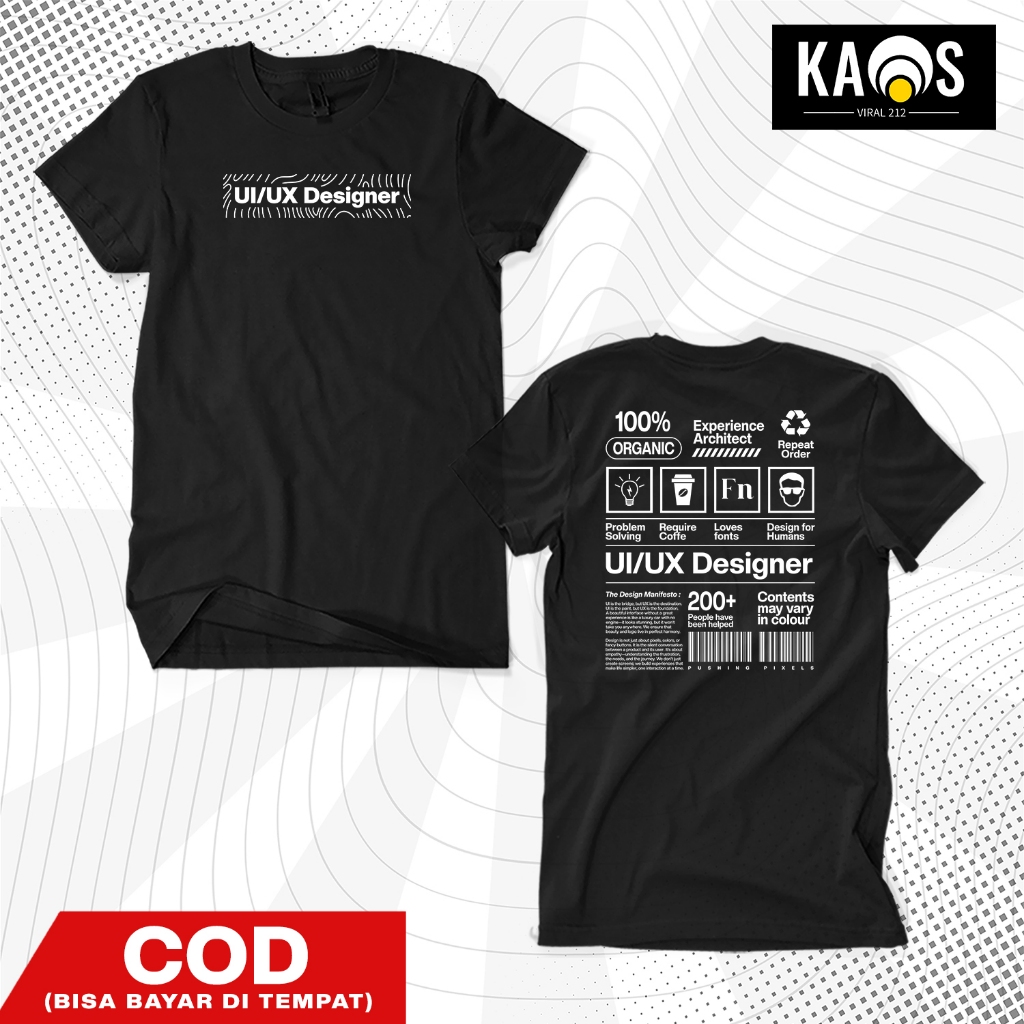 Kaos UI/UX Designer - Baju Distro Programmer - Baju Atasan Pria Wanita Professional Designer