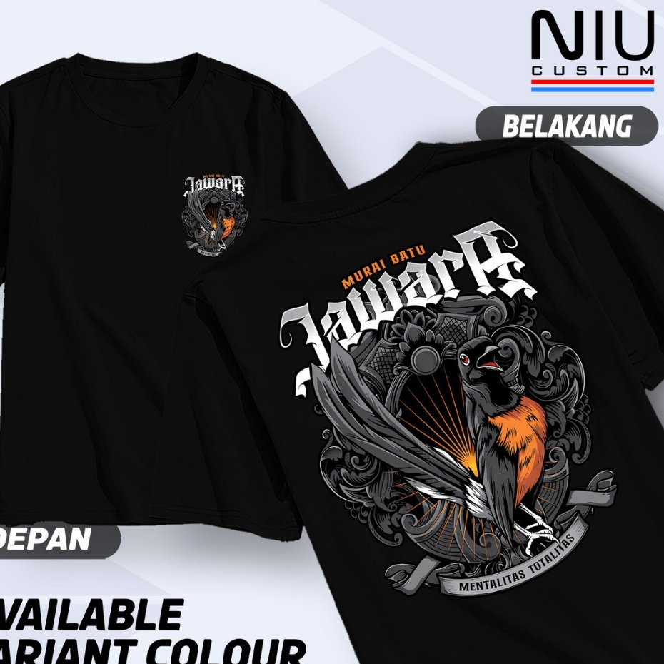 KAOS MURAI BATU JAWARA/KAOS TSHIRT NEW DESAIN PECINTA MURAI BATU/KAOS BURUNG MURAI BATU/Baju Murai M