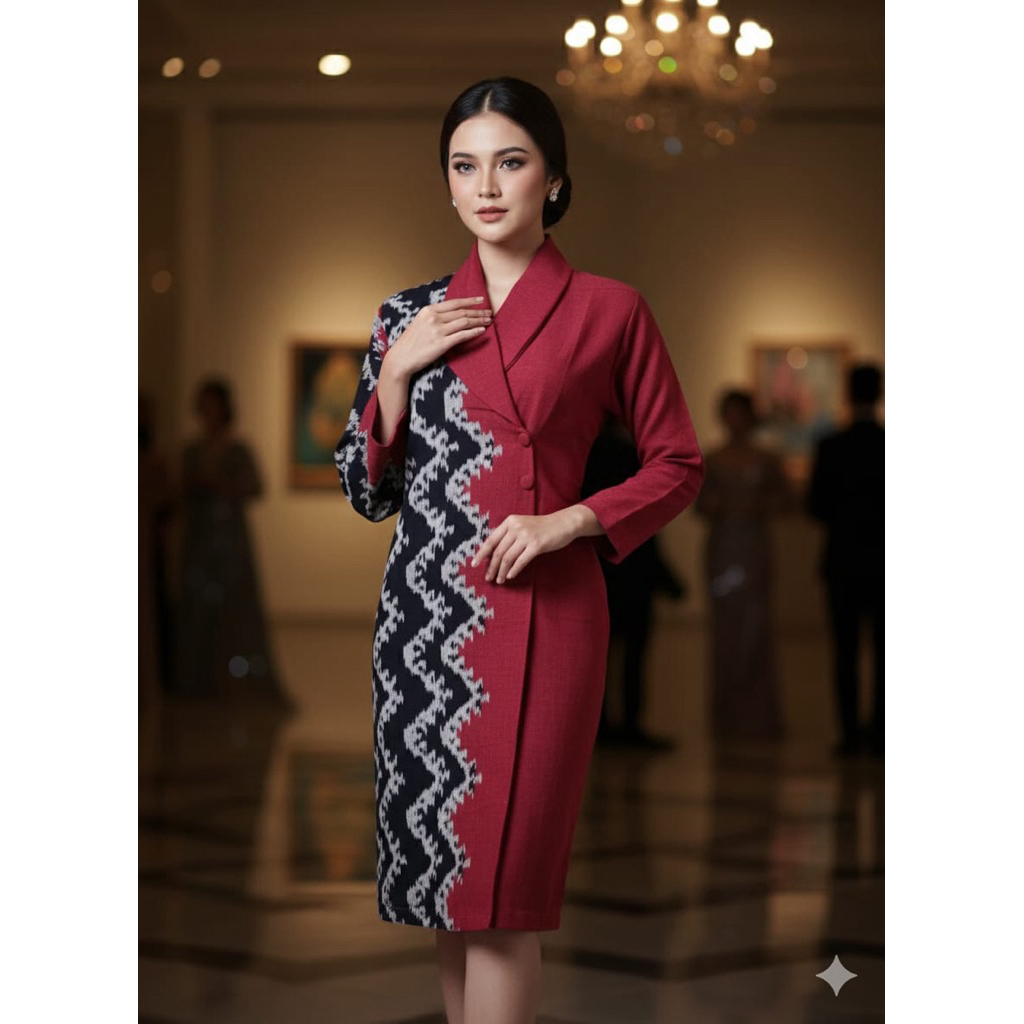 Dress Tenun Jepara Dress gaun etnik baju kantor wanita baju tenun viral gamis tenun wanita gaun pest