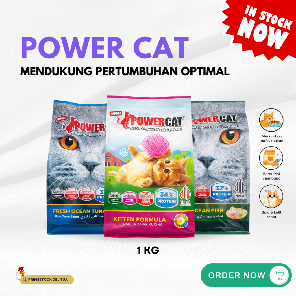 Power Cat Dry Food 1 Kilogram Makanan Kering Kucing Kitten dan Adult