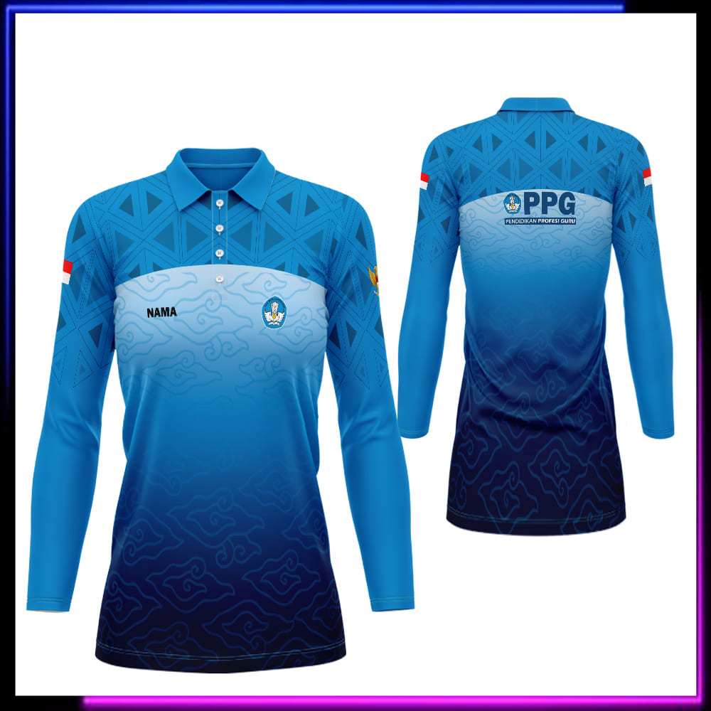 Baju PPG Guru - Kaos PPG Wanita Lengan Panjang - Kaos Jersey Seragam PPG - Pendidikan Profesi Guru