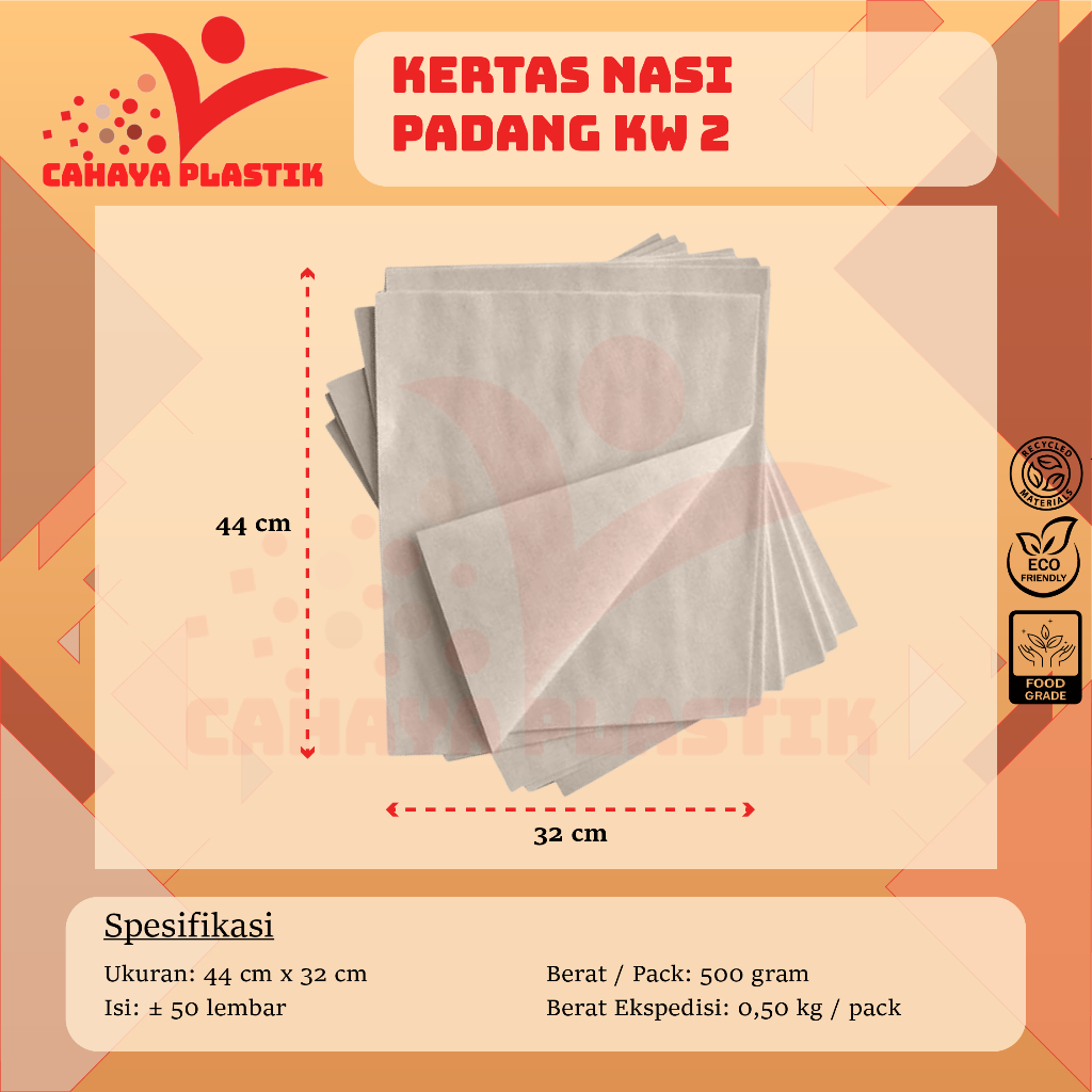 Kertas Nasi KW2 44X32 isi 500gram - Kertas Nasi Padang KW2 - Kertas Pembungkus Nasi Padang - Kertas 