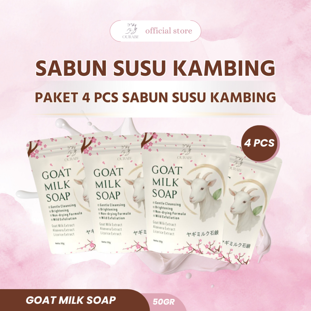 Ourabe Goat Milk Soap (PAKET 4 PCS) - Sabun Susu Kambing Brightening & Gentle Cleansing Formula Jepa