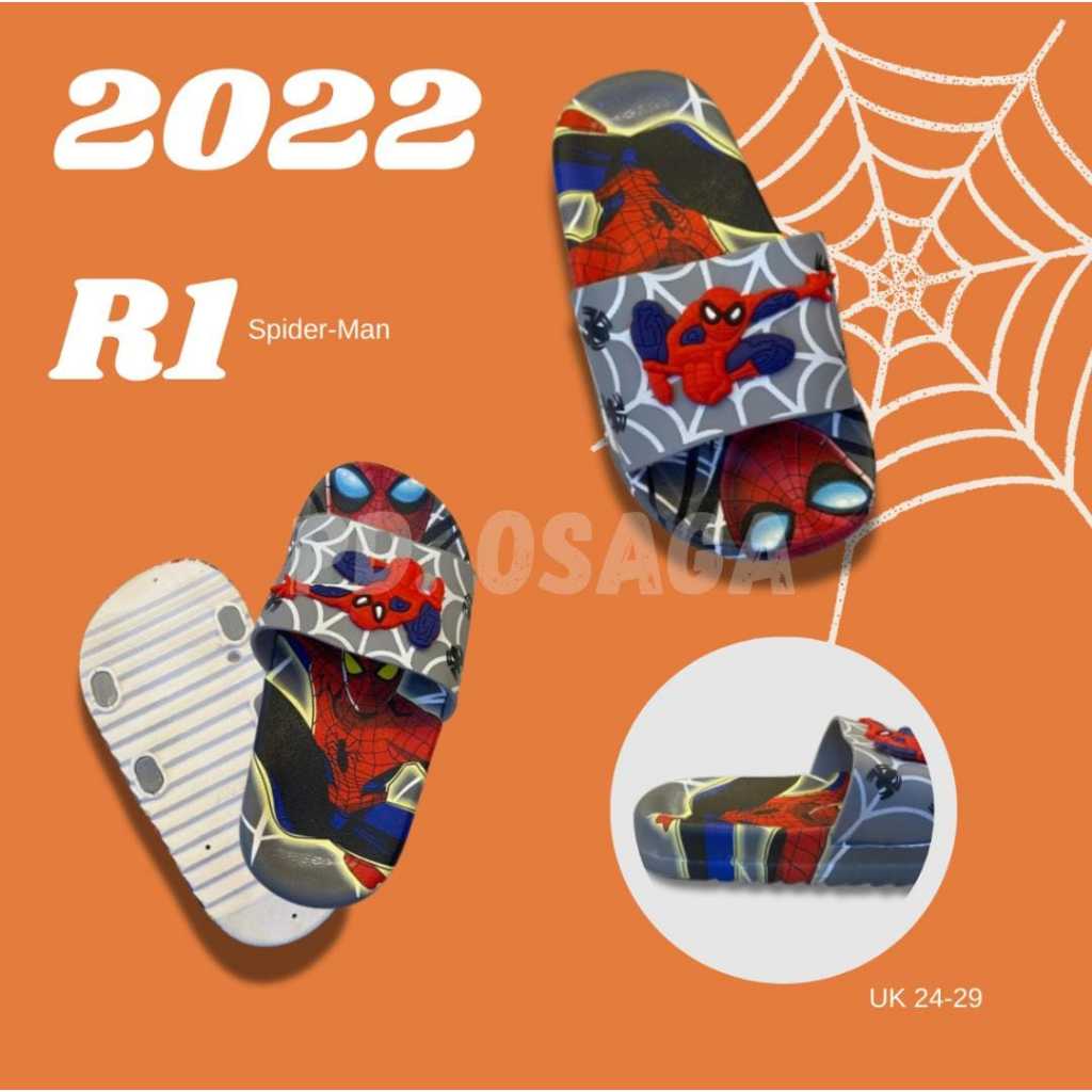 [BISA COD] (PAKET USAHA GROSIR 5 PSG) Sandal Anak SPYDERMAN 2022 UK 24-29 Reseller & Dropship Welcom