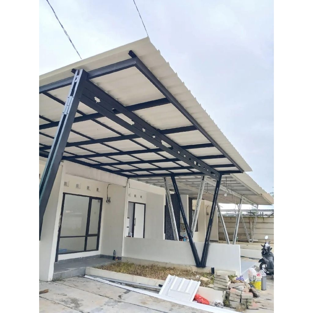 Kanopi Atap Alderon Single Layer Bahan Besi Hollow Galvanis Per Meter