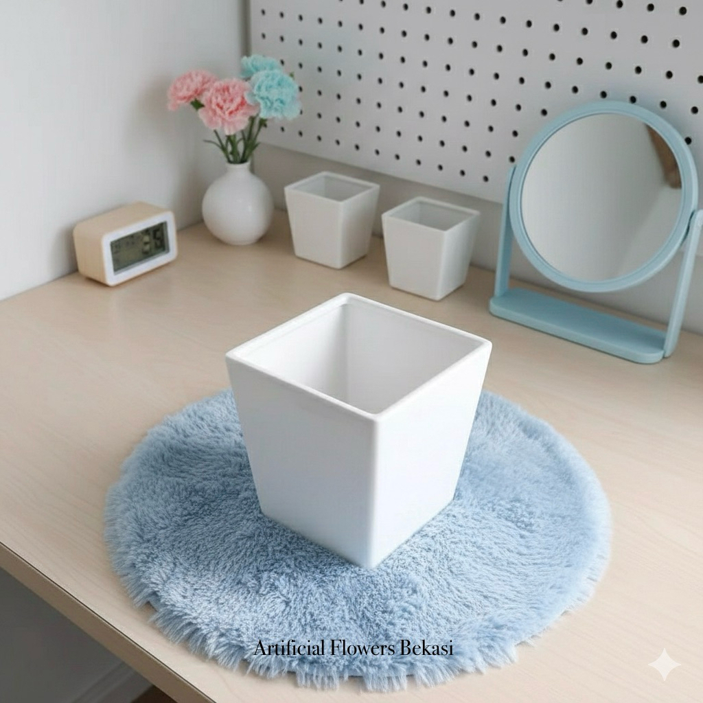 dnd VAS MELAMIN KOTAK KECIL 8807- vas bunga plastik artificial home decor shabby chic / vas kecil / 