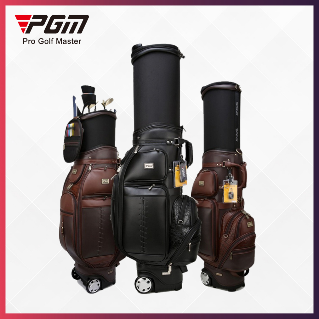 PGM Telescopic Golf Tas Golf Travel Telescopic Roda 2 Microfiber Leather dengan Rain Cover Tas Golf 