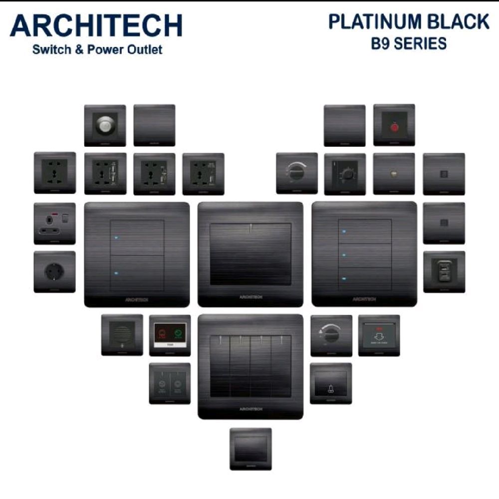 Architech Platinum B9 Hitam/Black Saklar Stop Kontak Architech Platinum B9 Hitam