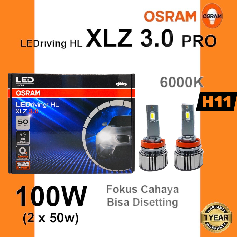 Lampu LED Mobil H11 H16 H8 OSRAM LEDriving XLZ 3.0 100 Watt Bohlam Putih