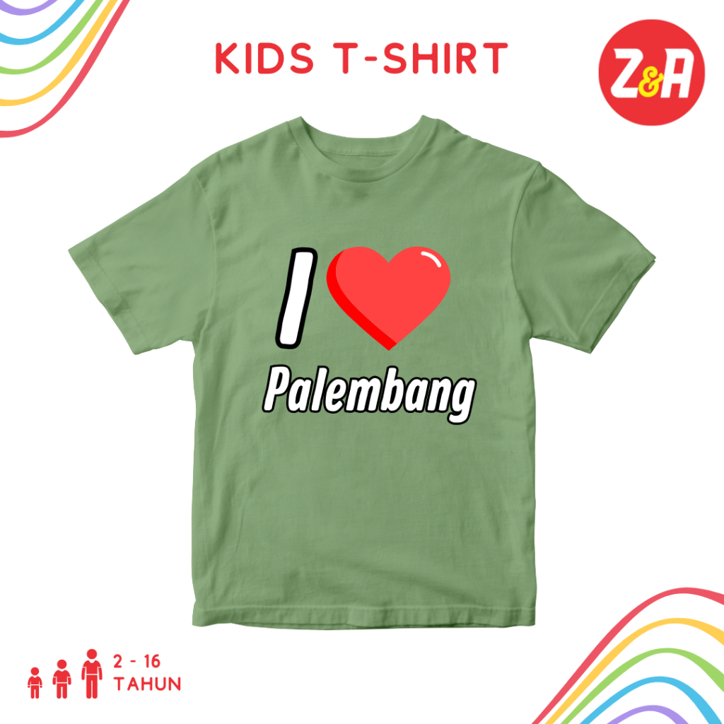 Kaos Anak I LOVE PALEMBANG | Baju Atasan Anak Lengan Pendek Tulisan i love palembang Terbaru | Tshir