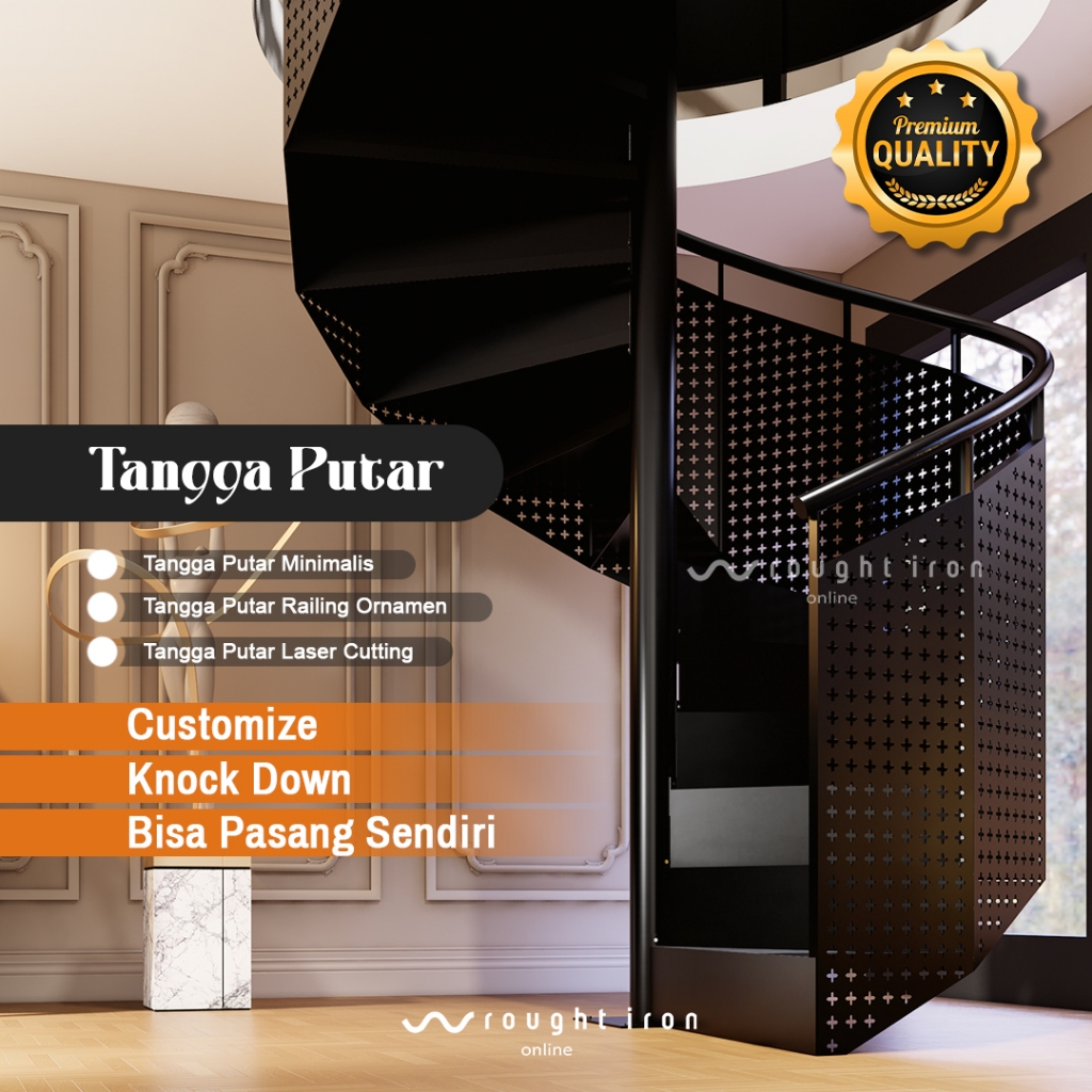 Tangga Spiral/ Tangga Putar Design Ornamen | Customize | Knock Down System | Sertifikasi Australia |