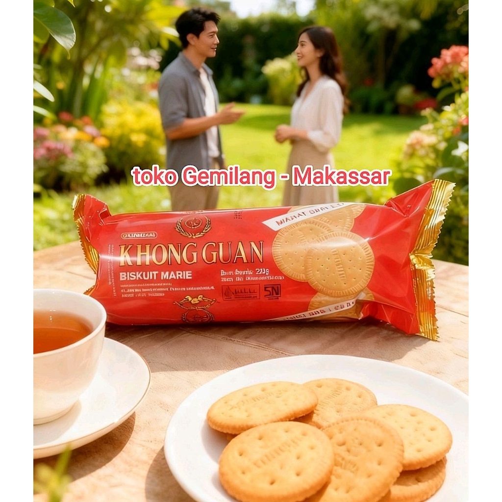 Khong Guan Marie Biscuits spesial 225g, camilan biskuit marie, nikmat dan lewat