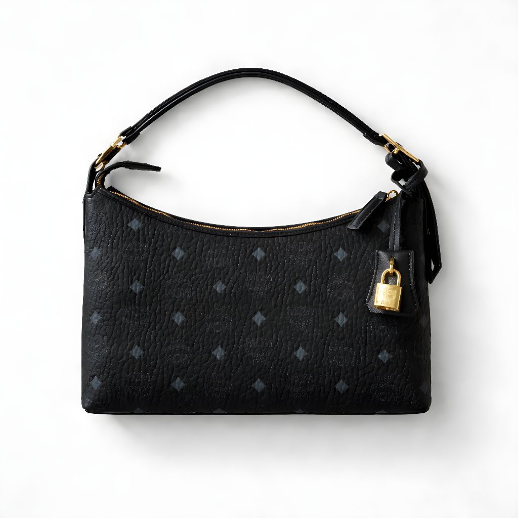 [Bags] MCM Small Aren Hobo in Visetos - black - tas wanita original sling bag handbag hitam mewah