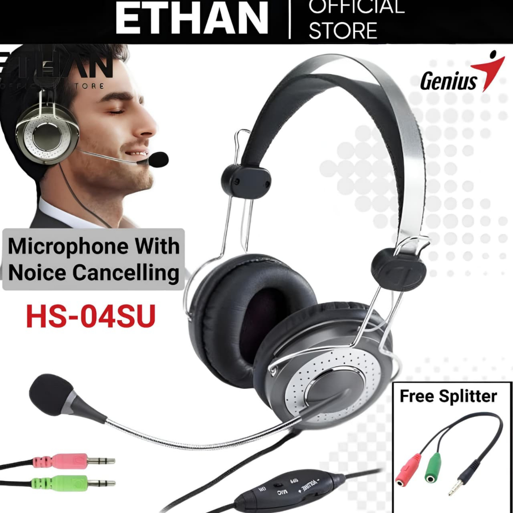 Ethan Headset Headphone Gaming Genius Mic Microphone HS04SU Jack 3,5mm Stereo Bass