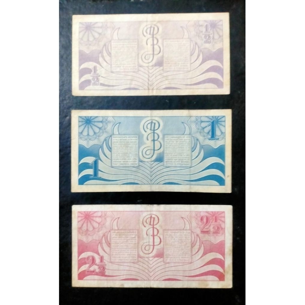 uang 1/2 gulden 1 gulden 2 1/2 gulden pederal 1946