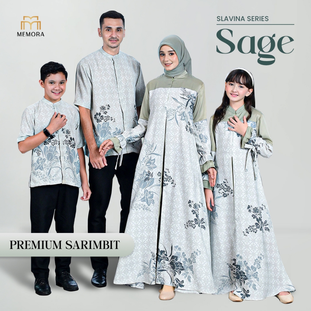 [SARIMBIT 50] Baju Couple Keluarga Lebaran 2026 Series SLAVINA SAGE By Memora - Baju Couple Pasangan
