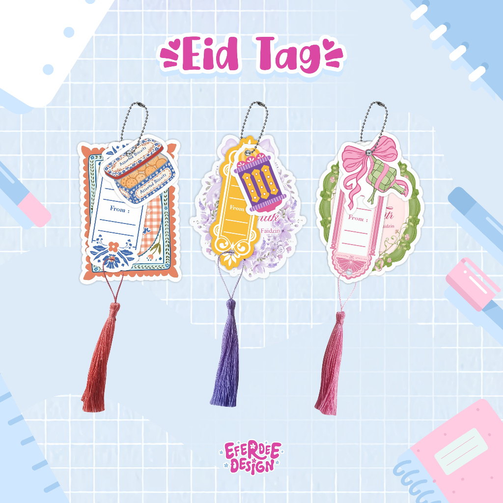 [10pcs + Tali Biji Lada + Tassel] Eid Series - Hang Tag Lebaran Idul Fitri Hang Tag Lebaran Eid Muba