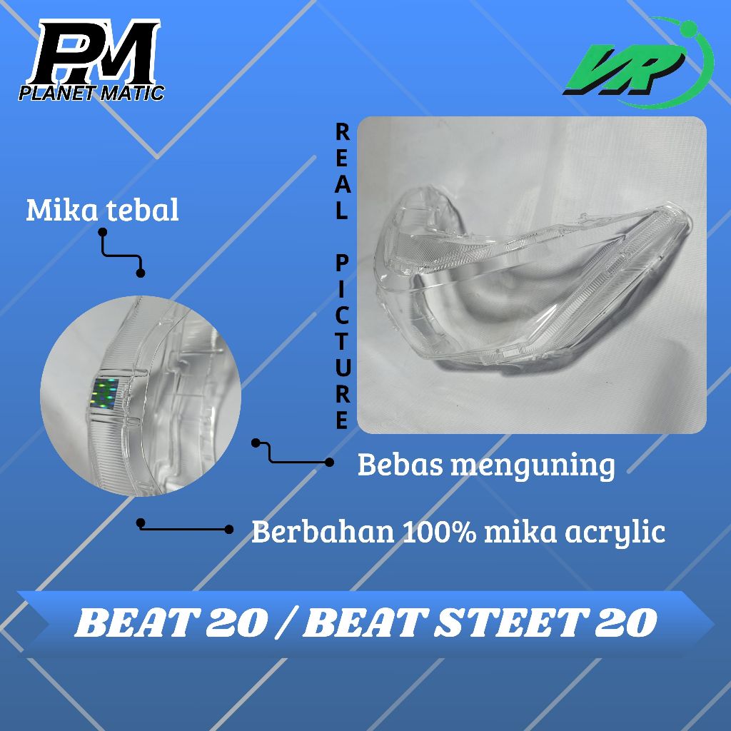 VR mika kaca lampu depan sepeda motor BEAT 20 / BEAT STREET 20 tahun 2020 - 2024