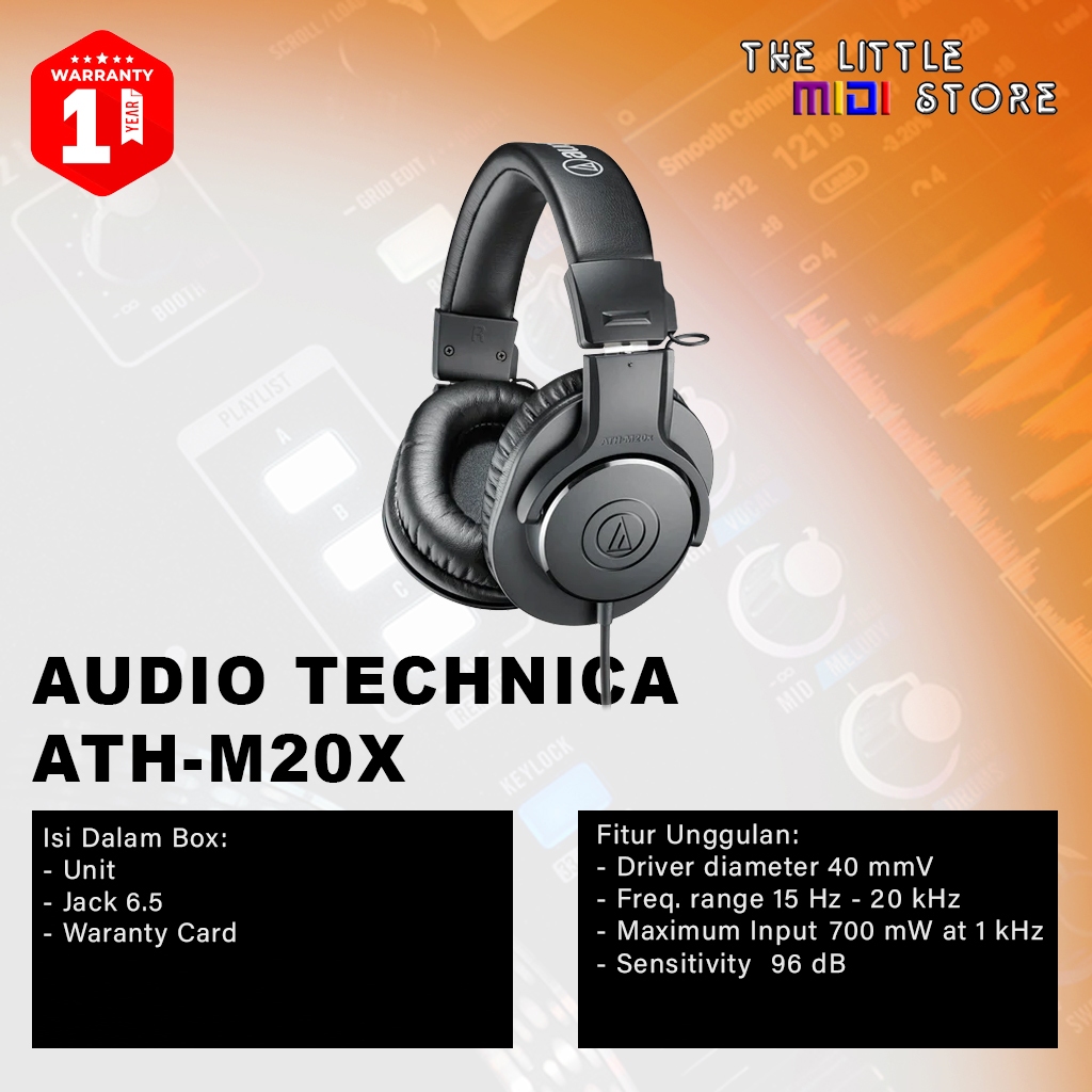 Audio Technica ATH-M20x Headphone Profesional Monitor