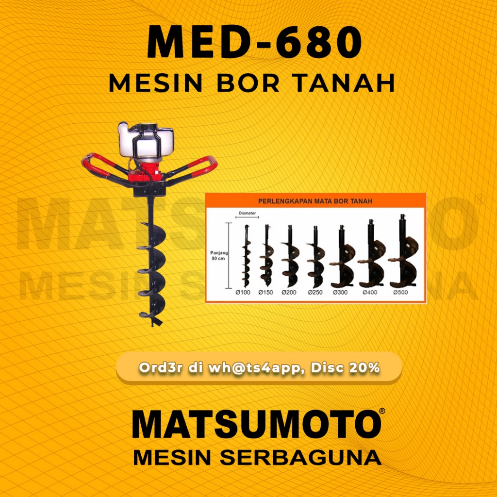 MATSUMOTO MESIN BOR TANAH EARTH AUGER MED-680 ORIGINAL BERGARANSI