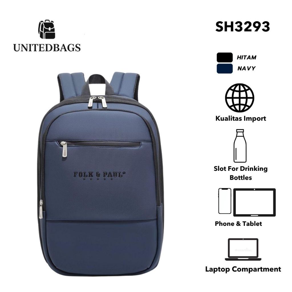 Tas Kantor Sekolah Pria Folk & Paul SH3293 Ransel Backpack Laptop Water Resisten
