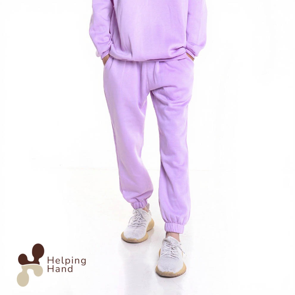 Celana Jogger Sweat Pants Fleece Pria Wanita Panjang STYLE LILAC Helpinghand