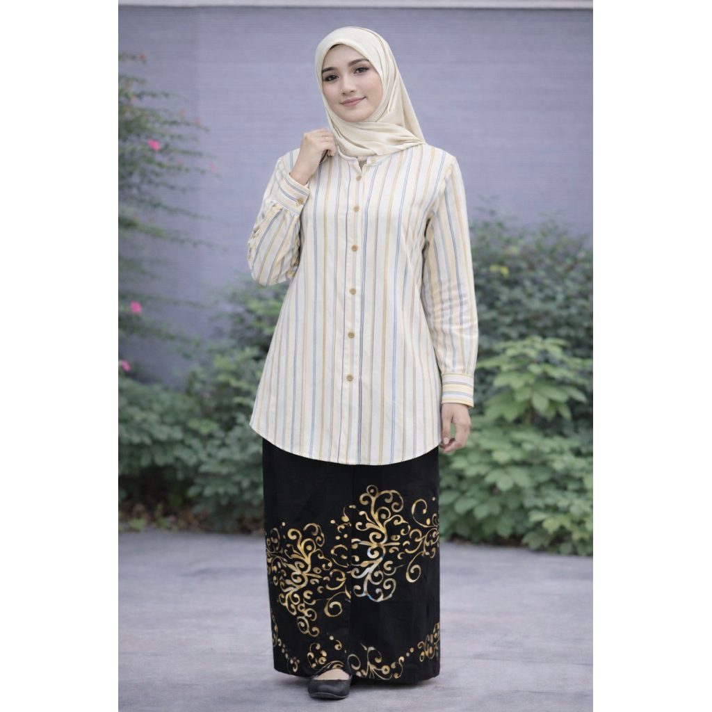 Stelan Tunik Hara Salur Terbaru + Sarung Gloyor Tebal + Hijab