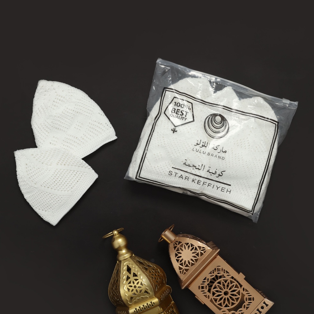 Grosir Paket 1 Lusin Peci Kopiah Rajut Saudi Import Original Tebal Kualitas Premium Lulu Brand Star 