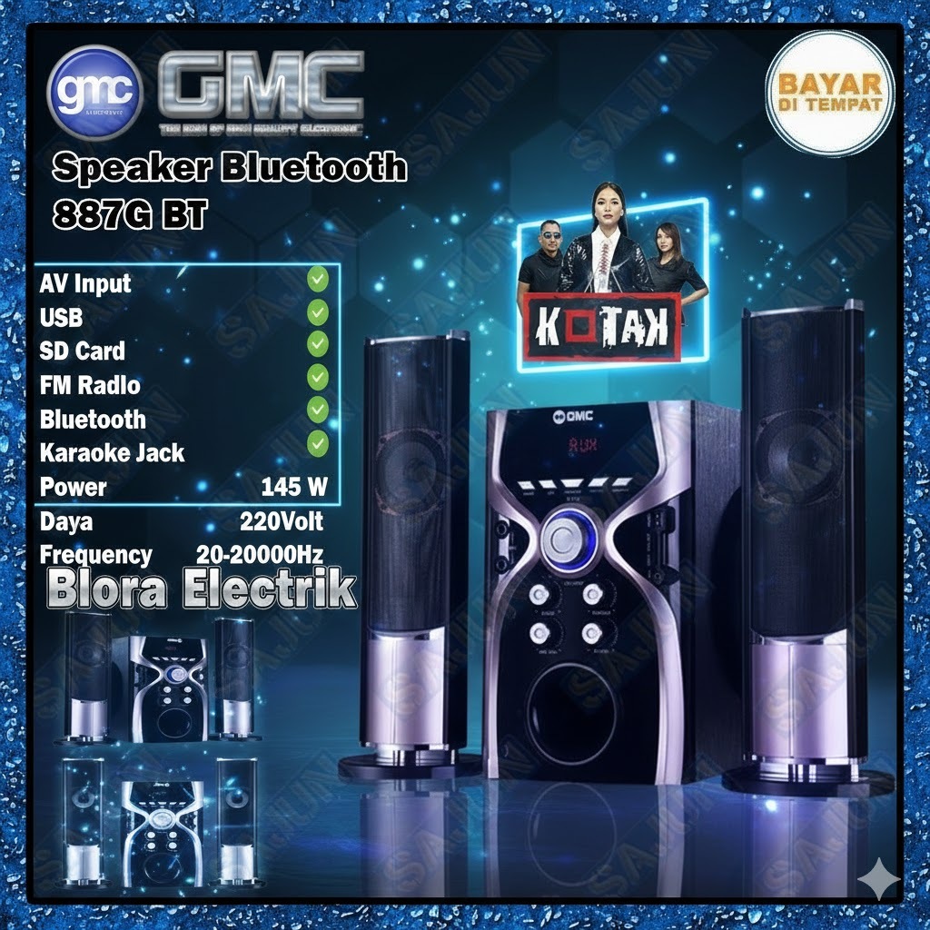 GMC 887G Speaker Multimedia Aktif Ada BLUETOOTH USB MEMORY CARD SUARA SUPER BASS
