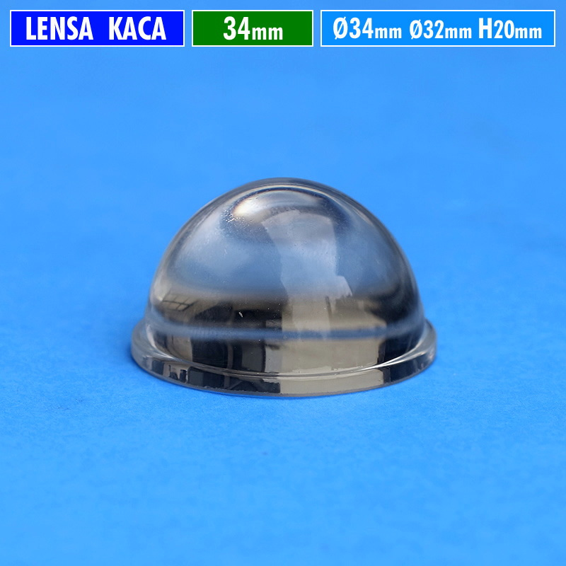 Lensa 34mm Kaca Cembung Datar H.20 Part Lampu Led Lensa 1.3 Inch MCP HPL Cree SST Osram Yinding Bile