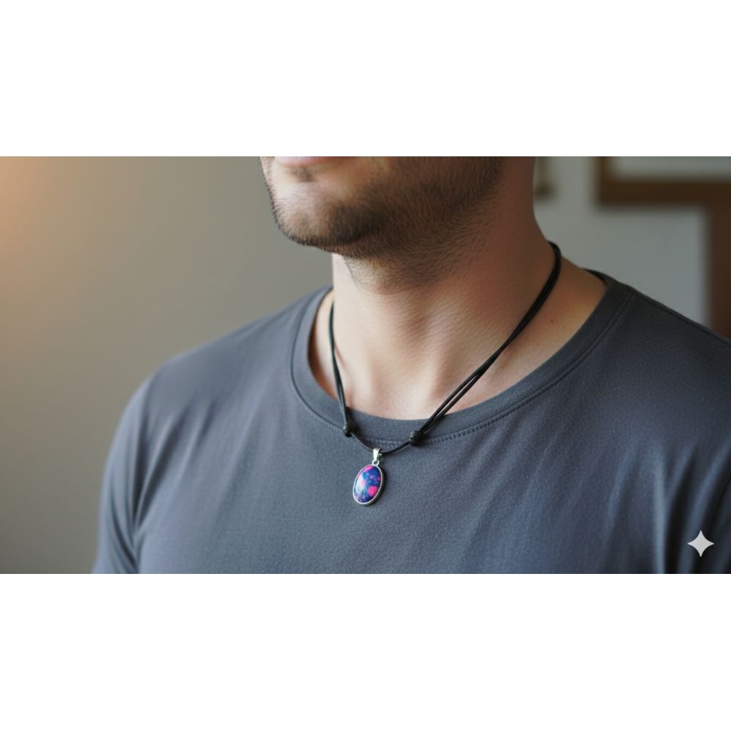 kalung batu akik pirus pingyin tali hitam.