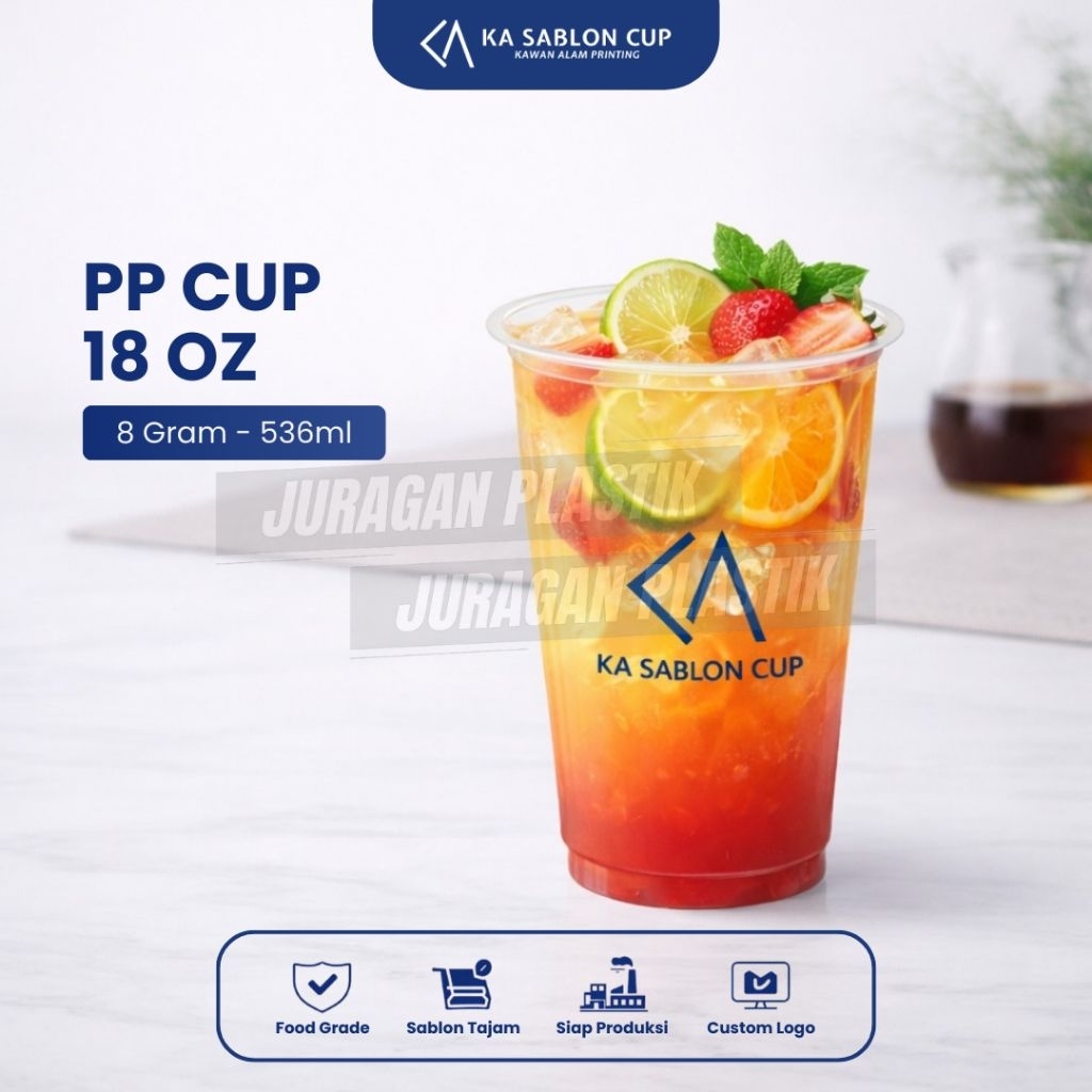 PP CUP 18OZ  (Cup Plastik / Gelas Plastik) Bahan Tebal