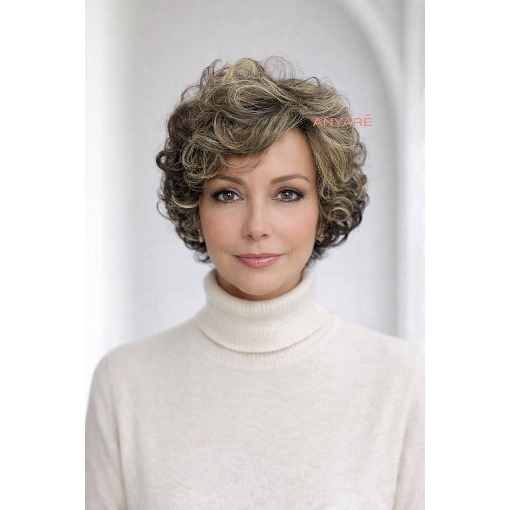 wig rambut palsu wanita pendek highlight bahan sintetis 100%