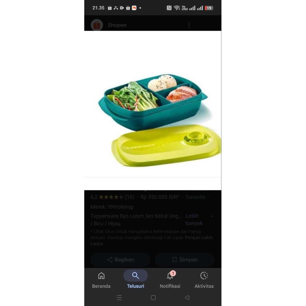 byo lunch set hijau Tupperware