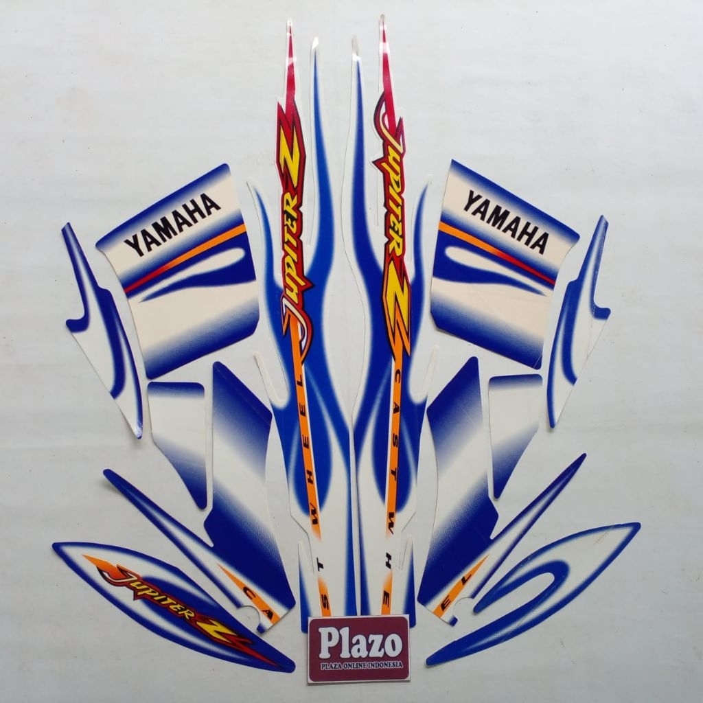 Striping stiker body motor Yamaha Jupiter Z Cw biru 2004 list bodi jupiter z cw biru putih tahun 200