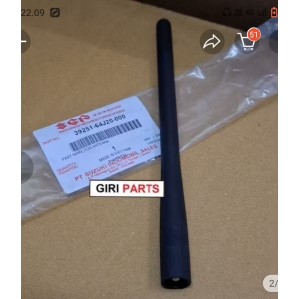 Rod Antena radio Suzuki Ertiga, All new Ertiga, XL7, Ignis, Grand Vitara, Swift, SX4,  Ori  SGP.