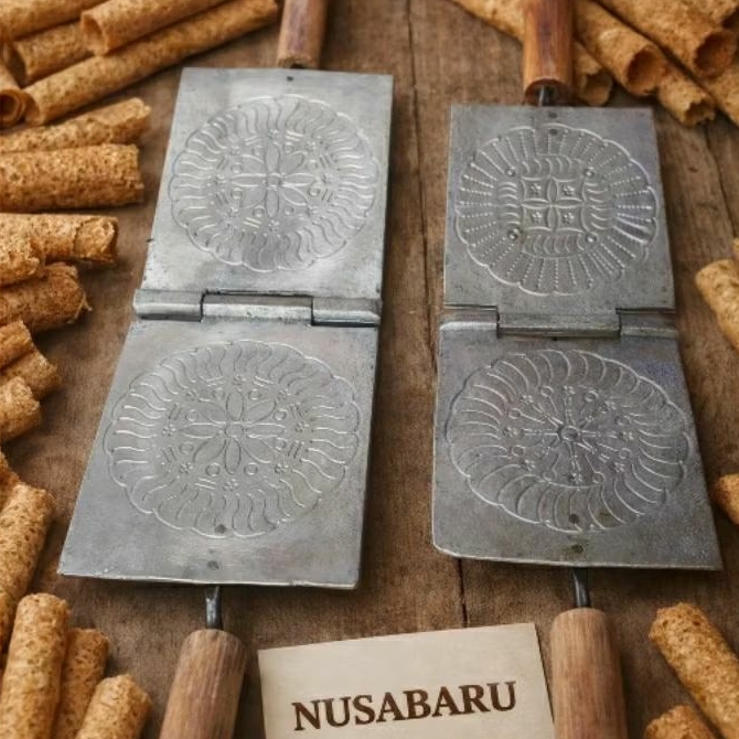 Cetakan Kue Semprong Manual | Anti Lengket Motif Bunga