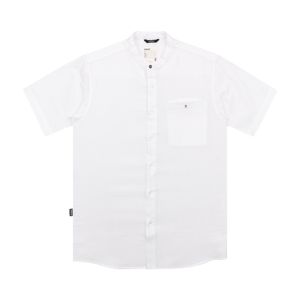 GLARINK Imperat MATERNAL DISASTER WHITE SHORT SLEEVE SHIRT STAND COLLAR KEMEJA KOKO PUTIH PENDEK