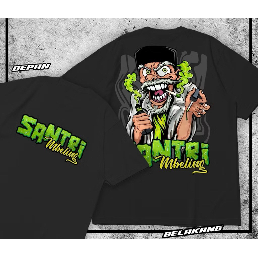 KAOS ATASAN DISTRO PRIA SANTRI MBELING DTF